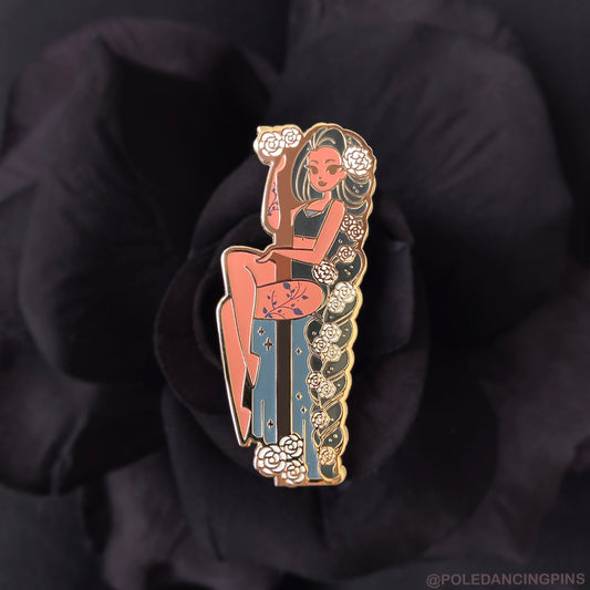 Pole Sit (Tattooed Edition) Gold Enamel Pin