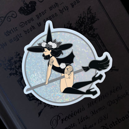 Witch Vinyl Glitter Sticker